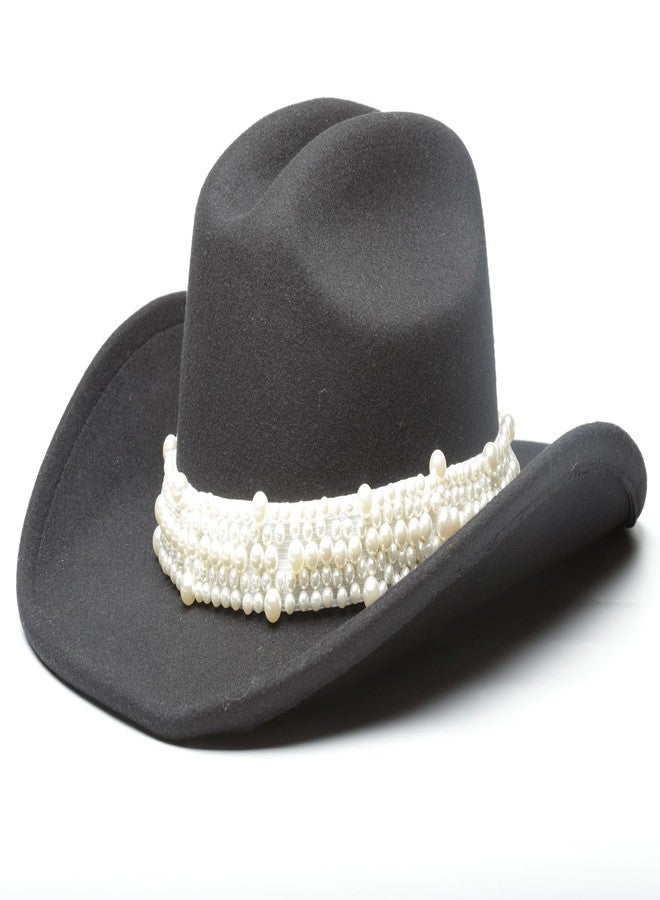 Wojgzon White Pearl Hat Bands for Women Fedora Panama Cowboy Hat - Elastics Cowgirl Hat Belts Hats Accessories - Image 5